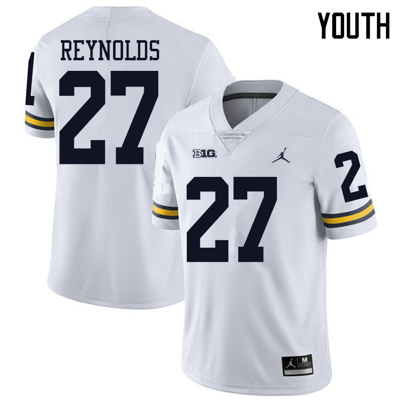 Jordan Brand Youth #27 Hunter Reynolds Michigan Wolverines College Football Jerseys Sale-White